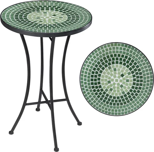 Miniatura 12 de Vipush Mesa auxiliar de mosaico para patio, mesa de centro para exteriores, mesa de centro bistró, soporte para plantas, mesa auxiliar redonda