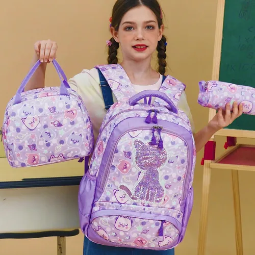 Miniatura 7 de Mochila de escuela primaria para niñas con lonchera, mochila de regreso a clases
