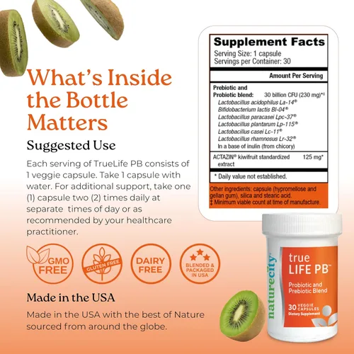 Miniatura 7 de NatureCity True-Life-PB - Mezcla de prebióticos y probióticos para mujeres y hombres, suplementos digestivos para la salud intestinal para mujeres