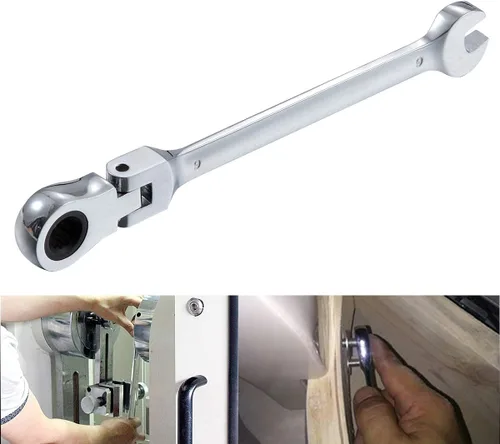 Miniatura 8 de KATUR Juego de llaves de trinquete de 0.236 pulgadas (0.236 in) con cabezal pivotante flexible, llave combinada de trinquete, herramienta métrica