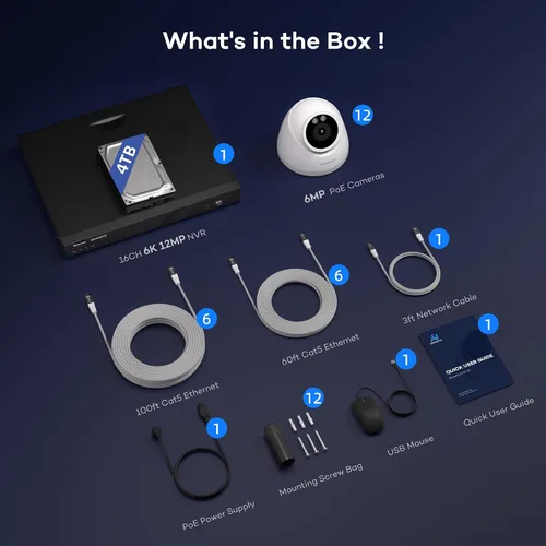 Miniatura 9 de ONWOTE Sistema de cámara de seguridad NVR PoE de 16 canales, reconocimiento facial y AcuSearch, NVR comercial de 12MP 4K 16CH de 4TB, 12 cámaras IP