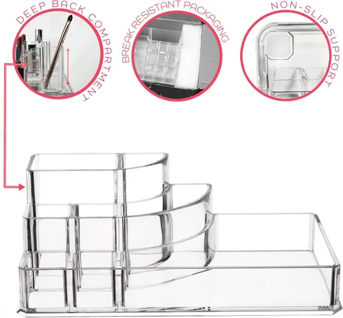 Miniatura 2 de Kryllic Organizador de lápiz labial, organizador de almacenamiento de cosméticos de maquillaje, organizador de plástico transparente con múltiples