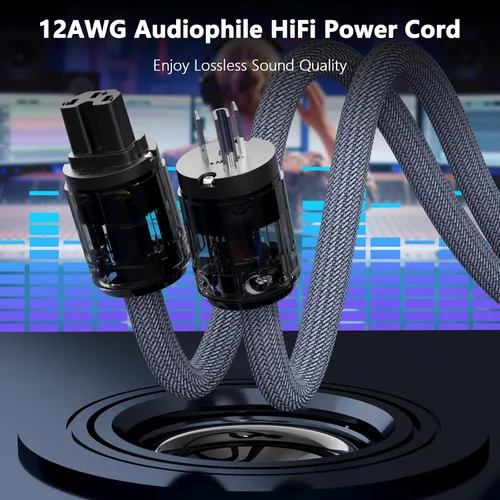 Miniatura 3 de Monosaudio Cable de alimentación de CA de audio HiFi, cable de alimentación con enchufes chapados en rodio de 3 clavijas, versión estadounidense