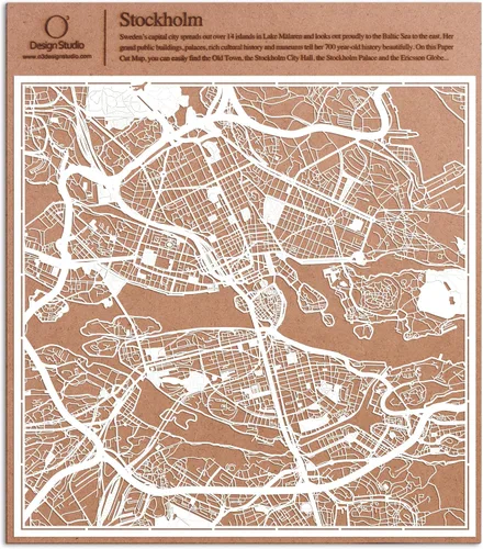 Miniatura 45 de O3 Design Studio Aberdeen - Mapa de papel cortado en papel blanco de 12 x 12 pulgadas