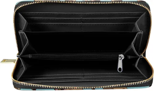 Miniatura 4 de WIRESTER Cartera de piel sintética con tarjetero y cremallera alrededor de la cartera larga para mujer