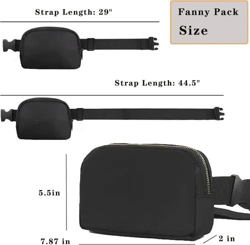 Miniatura 7 de Riñonera cruzada negra para mujer, bolsa de cinturón ajustable para exteriores, entrenamiento, viajes, casual, correr, senderismo, ciclismo