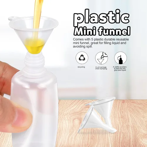 Miniatura 4 de YGDZ Botellas Aplicadoras de Punta de Precisión, 12 Piezas Botellas de Pegamento de Punta Fina con Aguja de 1 Onza con 5 Mini Embudos Punta Blanca