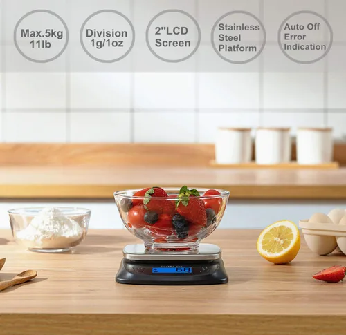 Miniatura 2 de NUTRI FIT Báscula de cocina ultra delgada, báscula digital de peso de alimentos para hornear cocinar en gramos y onzas, pantalla LCD retroiluminada