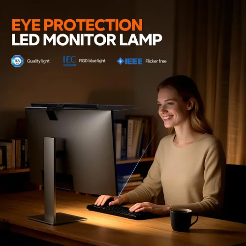 Miniatura 8 de LYMAX Barra de luz para monitor, lámpara de computadora USB para cuidado de los ojos, barra de luz de pantalla regulable, apta para todos