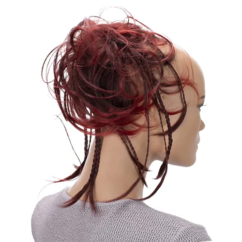 Miniatura 19 de CAISHA Prettyshop - Banda elástica grande XXL tipo postizo de cabello trenzado apenas ondulado, ideal para peinados recogidos o rodetes desaliñados