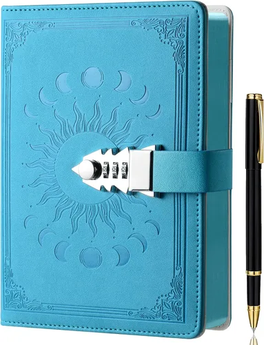 Miniatura 10 de ZXHQ Diario A5 con candado, 120Gsm 224 Páginas Diario con Cerradura, Juego de Bolígrafos, Borde Marrón, Rellenable, Tapa Dura de Cuero, Bolsillo