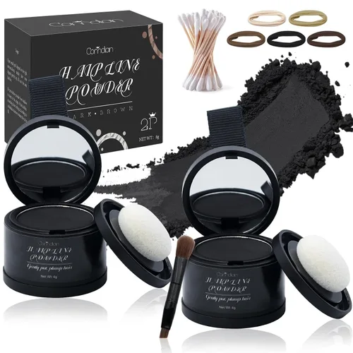 Miniatura 15 de Paquete de 2 polvos de línea capilar para mujeres y hombres, se utiliza para retoques de raíces, color de cabello, adelgazamiento y cobertura
