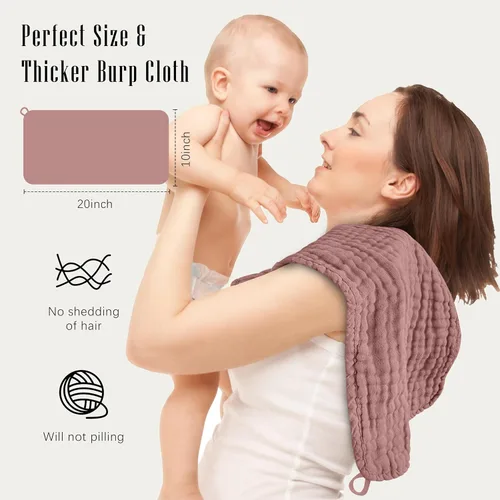 Miniatura 3 de SWEET DOLPHIN - Paquete de 12 paños de muselina para eructos, grandes, 100% algodón, ropa para eructar para bebés, absorbente y suave, para niños