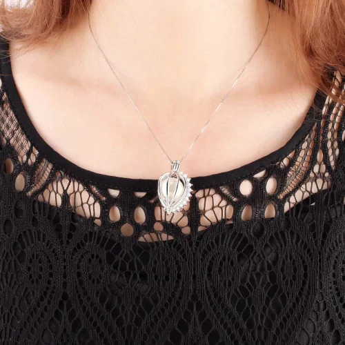 Miniatura 6 de Colgantes de plata de ley 925 con forma de corazón de circonita cúbica grande Edison para manualidades, collares, pulseras y bisutería