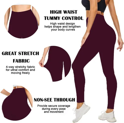Miniatura 5 de Leggings suaves para mujer, cintura alta, control de abdomen, no se transparentan, pantalones de yoga para entrenamiento