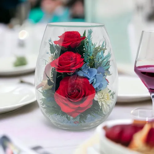 Miniatura 8 de Fiora Flower Rosas preservadas y arreglo floral en jarrón de vidrio sellado Dura hasta 5 años Regalo elegante para bodas, cumpleaños y Rojo