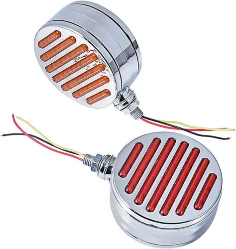 Miniatura 14 de 4 piezas de luces de parada y cola redondas de doble cara con 42 LED, rojas, y lámpara de estacionamiento y señal de giro trasera ámbar, compatibles