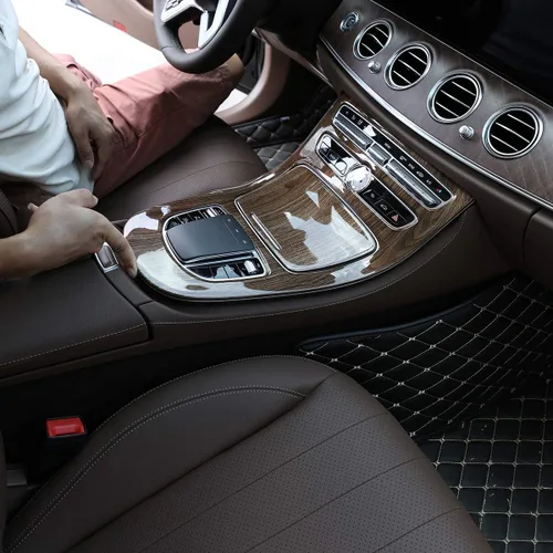 Miniatura 5 de YIWANG Cubierta decorativa de panel de consola central de ABS cromado, 2 piezas para Mercedes Benz Clase E W213 2019 accesorios de automóvil