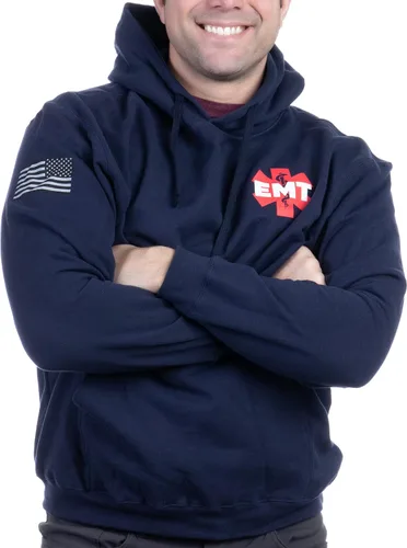 Ann Arbor T-shirt Co. EMT AEMT Star Life Medical Paramedic Ambulance Emergency for Men Women Hooded Sweatshirt Hoody