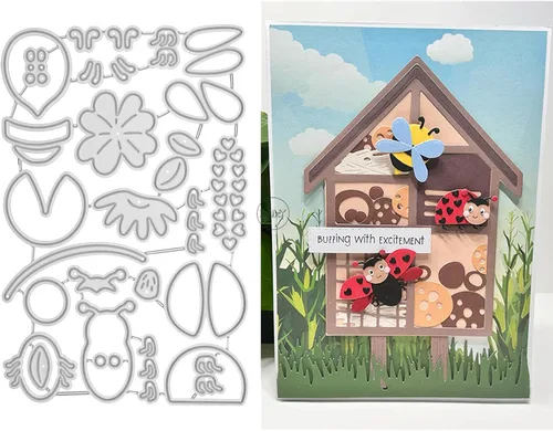 Miniatura 7 de DzIxY Lindas matrices de corte de metal de mariposa de insectos para hacer tarjetas, juegos de troqueles de papel para grabar, álbum, plantillas