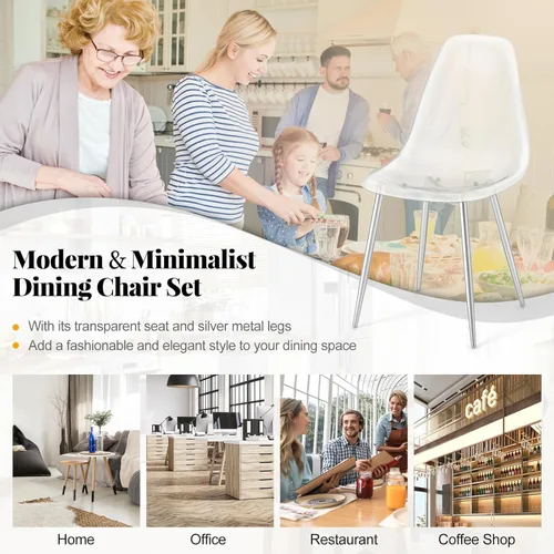Miniatura 6 de Tangkula Juego de 4 mesas de comedor para 4, mesa y sillas de cocina modernas, mesa y sillas de cristal para sala de estar pequeña, cocina