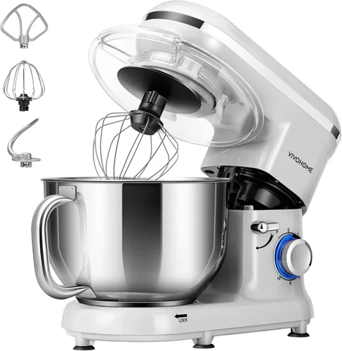 Miniatura 8 de VIVOHOME - Batidora de mesa de 660 W, 10 velocidades, 6 cuartos de galón, mezclador eléctrico de cocina con cabezal basculante, batidor, gancho
