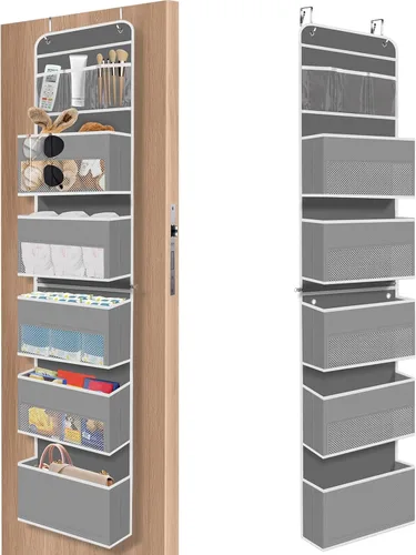 Miniatura 23 de SpaceHacks Paquete de 1 Organizador Sobre la Puerta, Organizador de Almacenamiento Colgante con Ventana Transparente, 40 lb Ultra Resistente Gris