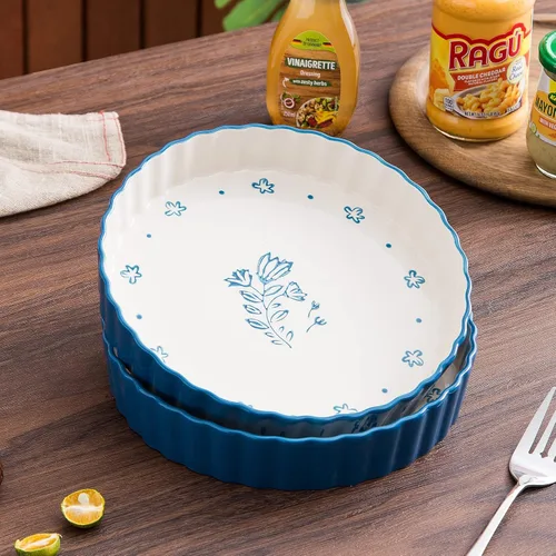 Miniatura 3 de Sartén para tartas de cerámica para quiche, bandeja para tartas de 9 pulgadas de profundidad, sartén para quiche