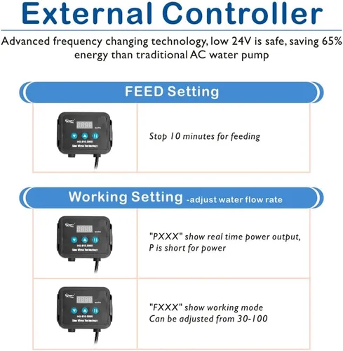 Miniatura 2 de Hygger Bomba de agua de 24 V CC con controlador de pantalla LCD, bomba de retorno de acuario de agua salada en línea/sumergible de 1720 GPH