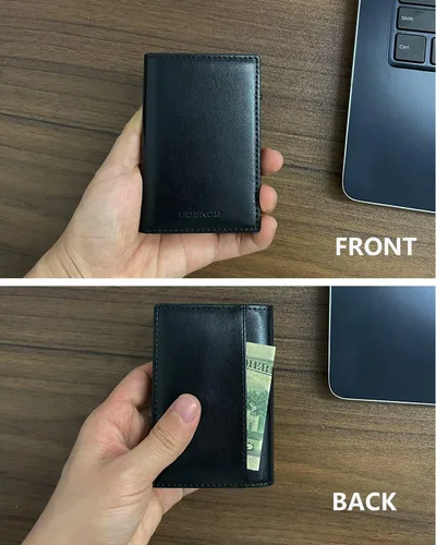 Miniatura 4 de POSKOU Pop up Slim Credit Card Holder Wallet RFID Blocking Smart Metal Cards Wallet for Men
