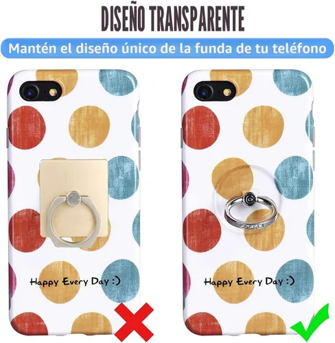 Miniatura 2 de Soporte de Anillo Transparente para Teléfono con Agarre - EI Sonador Soporte de Anillo Transparente para Teléfono Celular con Agarre de Dedo y Base