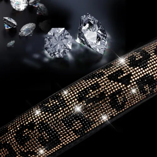 Miniatura 2 de CAR PASS - Funda de volante con diamantes brillantes de imitación y patrón de leopardo, con cristales de imitación brillantes para mujer