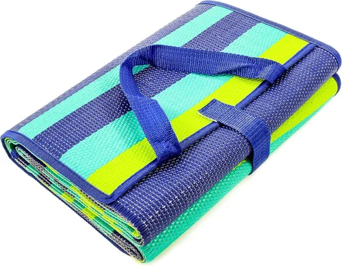Miniatura 4 de Camco Práctico tapete con correa, perfecto para picnics, playas, caravanas y excursiones, azul/verde, 60 x 78 pulgadas (42806)