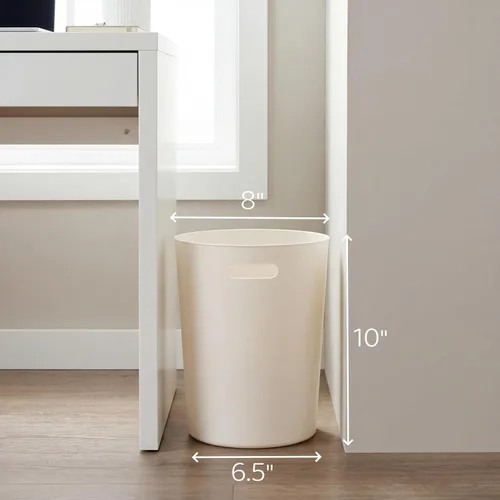 Miniatura 2 de Lyellfe Paquete de 6 cubos de basura pequeños, papelera redonda de plástico de 1.5 galones con asas, contenedor de basura blanco para espacio
