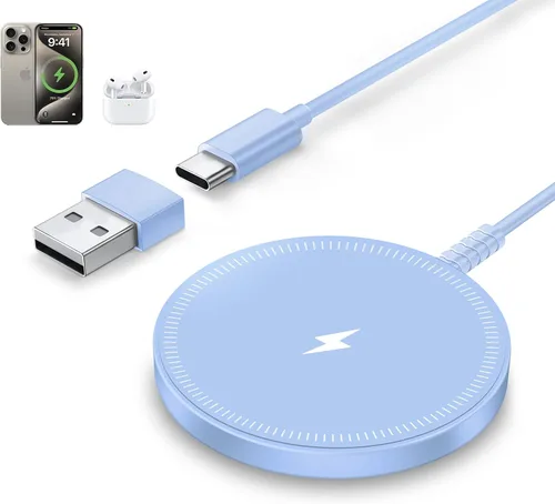 Miniatura 12 de Cargador MagSafe magnético inalámbrico para iPhone compatible con iPhone 17 Pro Max Air 16 15 14 Pro Max Plus 13 12 Pro Max y AirPods 4 3 2 Pro