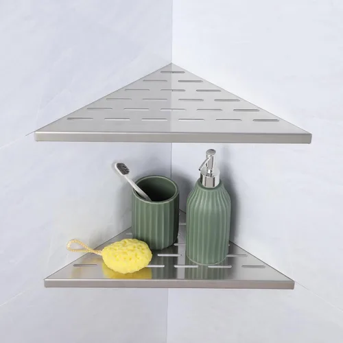 Miniatura 8 de Estante de ducha esquinero de 10 pulgadas, 1 estante de baño para paredes de azulejos, estante de ducha empotrado de acero inoxidable SUS304