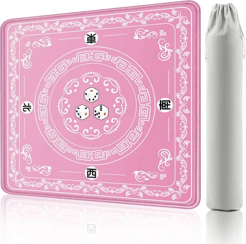 Miniatura 13 de Alfombrilla de Mahjong Turquesa Gedgan con Arte de Loto y Mariposa - Alfombrilla de Goma Estilo Pintada a Mano de 32.4x32.4 Pulgadas, Superficie