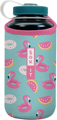 Miniatura 190 de Sok It BotlSok Funda para botella de agua con cubierta de neopreno aislante (Floral abstracto, se ajusta a CamelBak o Nalgene de 12 onzas)