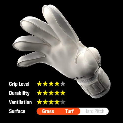 Miniatura 3 de T1TAN Classic 1.0 - Guantes de portero blancos, con protección para los dedos, guantes de portero de fútbol para adultos, guantes profesionales