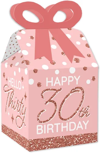 Miniatura 9 de Big Dot of Happiness 13º cumpleaños rosa oro rosa – Cajas de regalo cuadradas – Cajas de lazo para fiesta de feliz cumpleaños – Juego de 12