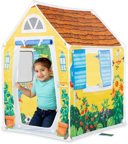 Miniatura 4 de Melissa & Doug Cozy Cottage Tienda de Juego de Tela y Bolsa Tote de Almacenamiento, Amarillo