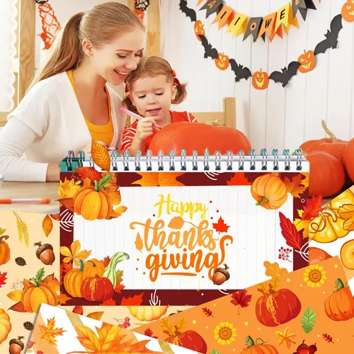 Miniatura 6 de Bloc de papel de 24 hojas con tema de Acción de Gracias, papel decorativo de doble cara de 12 x 12 pulgadas, papel de patrón de otoño, paquete