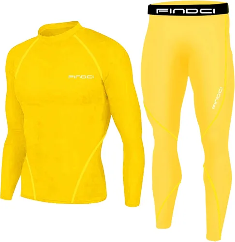 1Bests Conjunto deportivo para hombre, camiseta de compresión y pantalones ajustados para la piel, manga larga, secado rápido, para gimnasio, yoga,