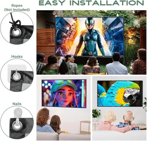 Miniatura 5 de AAJK Alr - Pantalla de proyector para exteriores, pantalla de proyector de película 4K HD 16:9, proyector portátil plegable antiarrugas, pantalla