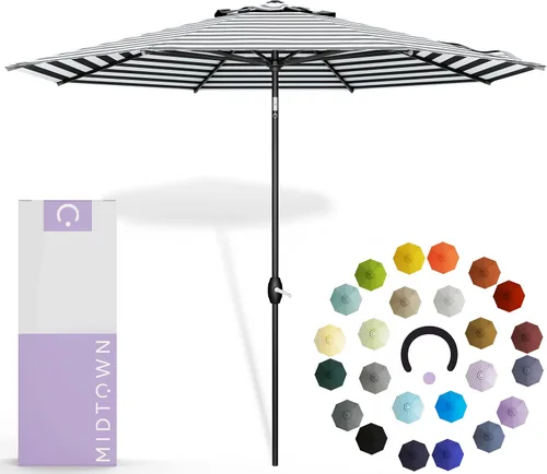 Miniatura 14 de Midtown Umbrellas 10 años sin decoloración, 6 pies, tela de poliéster roja a prueba de rayos UV, sombrilla para patio al aire libre, marco