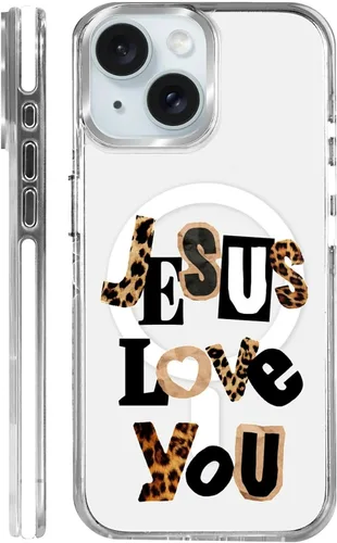 Miniatura 54 de Funda para iPhone 13/14 [compatible con Magsafe], funda magnética transparente de silicona a prueba de golpes con patrón de versículos de la Biblia