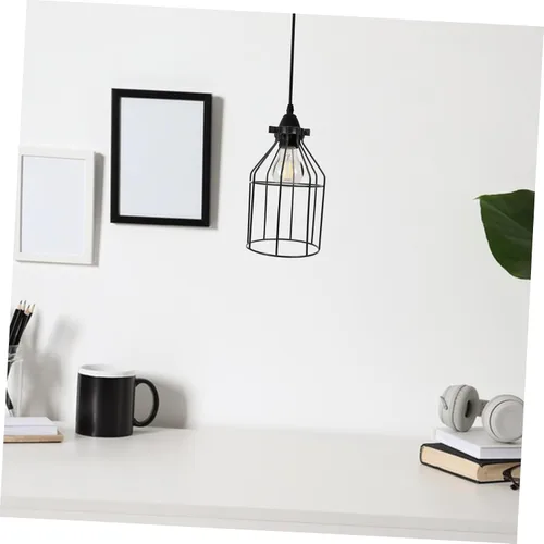 Miniatura 6 de Beaupretty Lámpara industrial jaula de alambre de hierro bombilla jaula ventilador de techo pantallas de luz lámpara industrial lámpara jaula