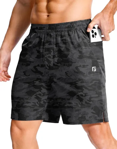 Miniatura 48 de GGJ Pantalones cortos deportivos ligeros para hombre con 2 bolsillos con cremallera de 7/5/9 pulgadas, pantalones cortos de tenis de secado rápido
