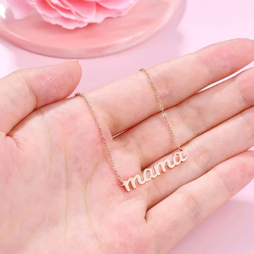Miniatura 6 de Collar de plata esterlina 925, regalo para mamá, chapado en oro de 14quilates, collar con mama pequeño y lindo, regalo de hija, para madre