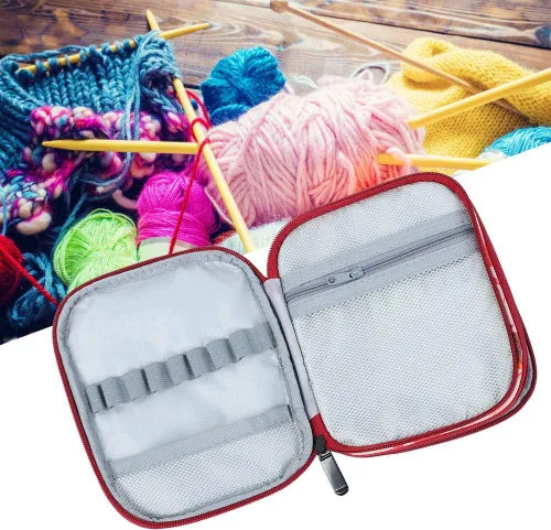 Miniatura 4 de Estuche para agujas de tejer, bolsa de tejer con cremallera, caja organizadora de accesorios de herramienta de costura portátil para llevar